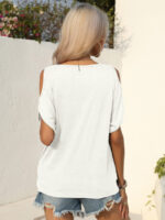 Wholesale Solid Color Cold Shoulder Loose T-Shirt