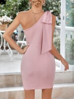 Wholesale Solid Color Off-Shoulder Bow Bodycon Dress