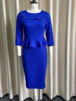 Wholesale Solid Color Slim Fit Long Sleeve Dress