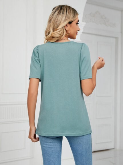 Wholesale Solid Color Square Neck Loose T-Shirt