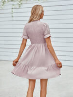 Wholesale Solid Ruffle Sleeve Smocked Dress