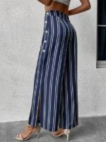 Wholesale Striped High Waist Slit Wide-leg Pants