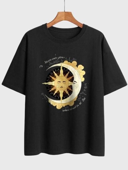 Wholesale Sun Moon Print Short Sleeve T-Shirt