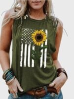 Wholesale Sunflower USA Flag Print Tank Top