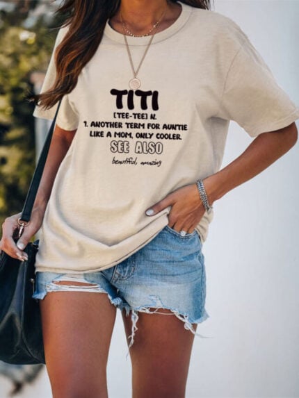 Wholesale TITI TEE TEE Print Short Sleeved T-Shirt