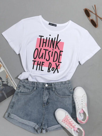 Wholesale Think Outside The Box Slogan T-Shirt