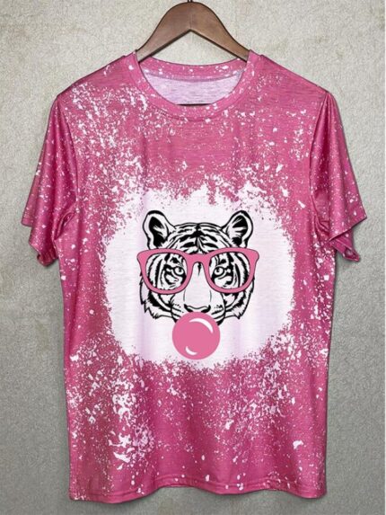 Wholesale Tiger Cute Print Short Sleeve Tee