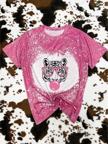 Wholesale Tiger Cute Print Short Sleeve Tee