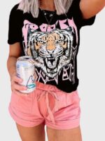 Wholesale Tiger Pattern Print Short Sleeve T-Shirt