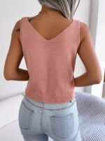 Wholesale V Neck Button Twist-Knit Top