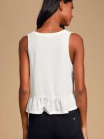 Wholesale V-Neck Ruffle Hem Sleeveless Tank Top