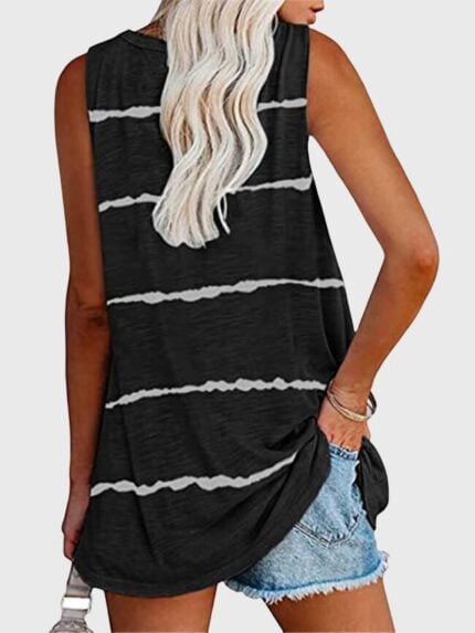 Wholesale V-Neck Striped Print Sleeveless Tank Top