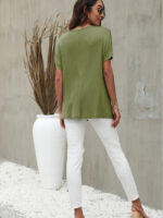 Wholesale V-neck Solid Color Casual T-shirt