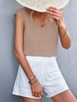 Wholesale V-neck lace-paneled tank top