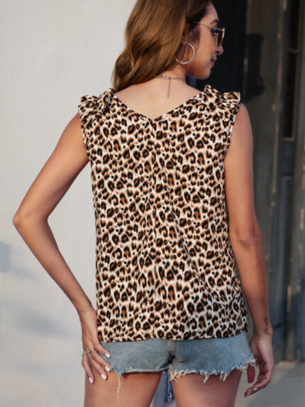 Wholesale V-neck leopard print tank top