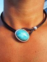 Wholesale Vintage Leather Turquoise Clavicle Chain