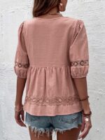 Wholesale Vintage Solid Lace V-Neck Blouse