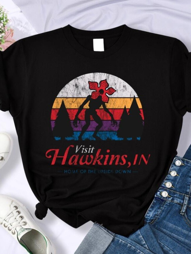 Wholesale Visit Hawkins Graphic Vintage T shirt