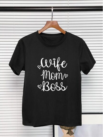 Wholesale WIFE MOM Print Short Sleeve T-shirt