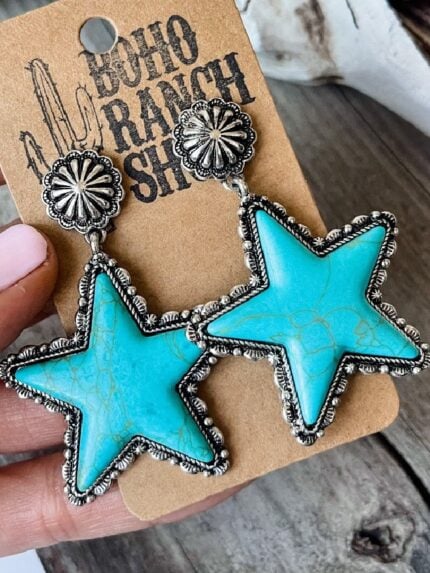 Wholesale Western Turquoise Star Earrings