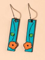 Wholesale Whimsical Orange Floral Long Earrings