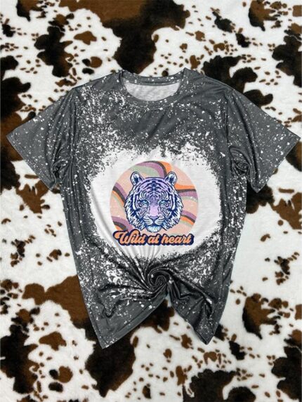 Wholesale Wild At Heart Print Short Sleeve Tee