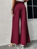 Wholesale Wine Red Bow Wide Leg Pants