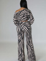 Wholesale Zebra Stripe Print Casual Two-Piece Set