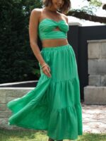 Wholesale cross tank top and skirt two pieces