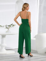 Wholesale solid tie waist jumpsuit