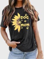 Wholesale sunflower dog mom Print Short Sleeves