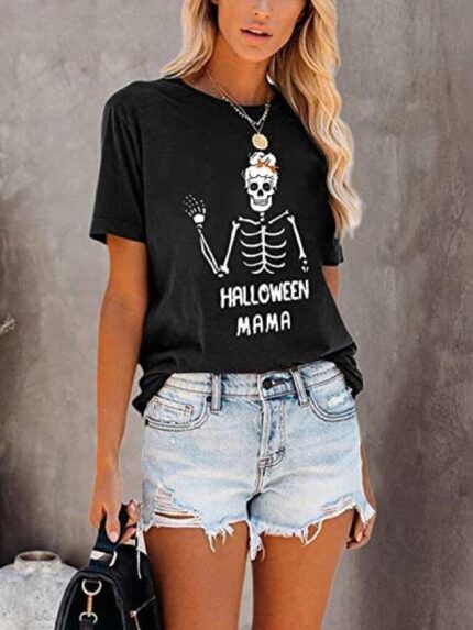 halloween mama print short sleeve tee