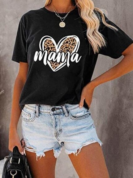 leopard mama print short sleeve tee