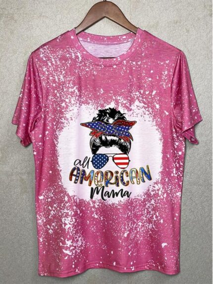 Wholesale AMERICAN MAMA Print Short Sleeve Tee