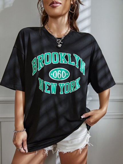 Wholesale BROOKLYN Print Short Sleeve T-Shirt