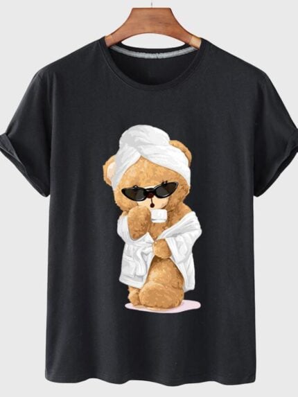 Wholesale Bathrobe Bear Graphic T-Shirt