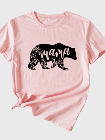 Wholesale Bear Mama Casual Graphic T-Shirt