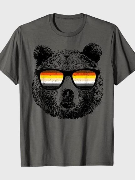 Wholesale Bear With Rainbow Glasses Casual Men's T-Shirt