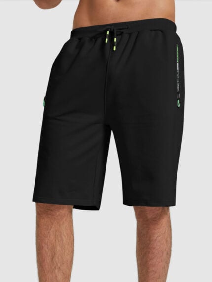 Wholesale Black Drawstring Elastic Waist Men's Shorts