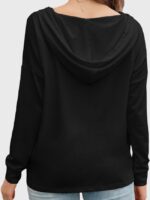 Wholesale Black V Neck Thin Hoodie