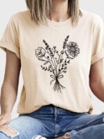 Wholesale Bouquet Print T-Shirt