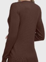 Wholesale Brown Round Neck Button Thin Knit Cardigan