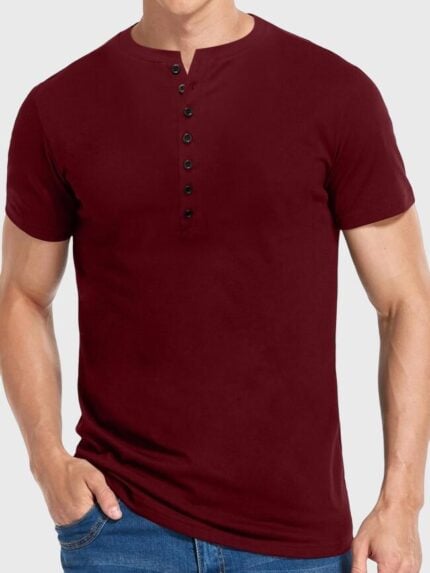 Wholesale Button Round Neck Short Sleeve T-Shirt