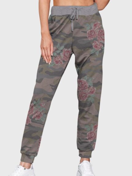 Wholesale Camo Floral Elastic Waist Lounge Pants