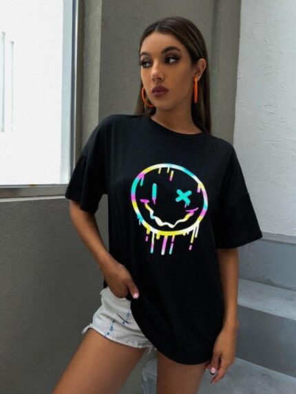 Wholesale Casual Smile Print T-Shirt