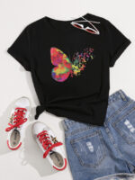 Wholesale Colorful Butterfly Casual T-Shirt