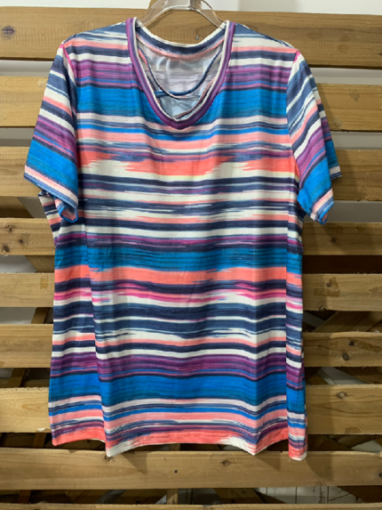 Wholesale Crossover Stripe Short Sleeve T-Shirt