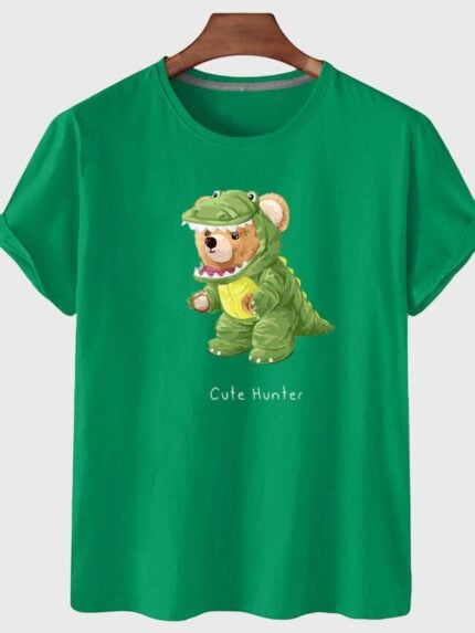 Wholesale Cute Hunter Bear Graphic T-Shirt