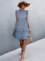 Wholesale Cute Sleeveless Ruffled Floral Dress