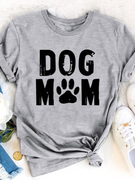 Wholesale DOG MOM Print Short Sleeve Tee